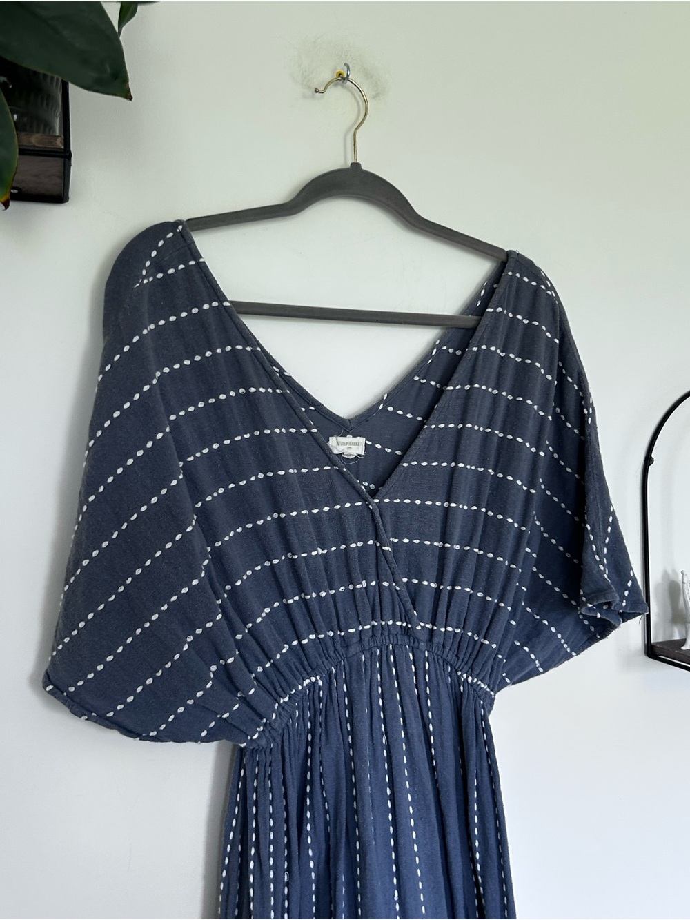 World Market 100% Cotton Wide Short Sleeve Striped Maxi Dress Size Large/XL - Picture 2 of 7